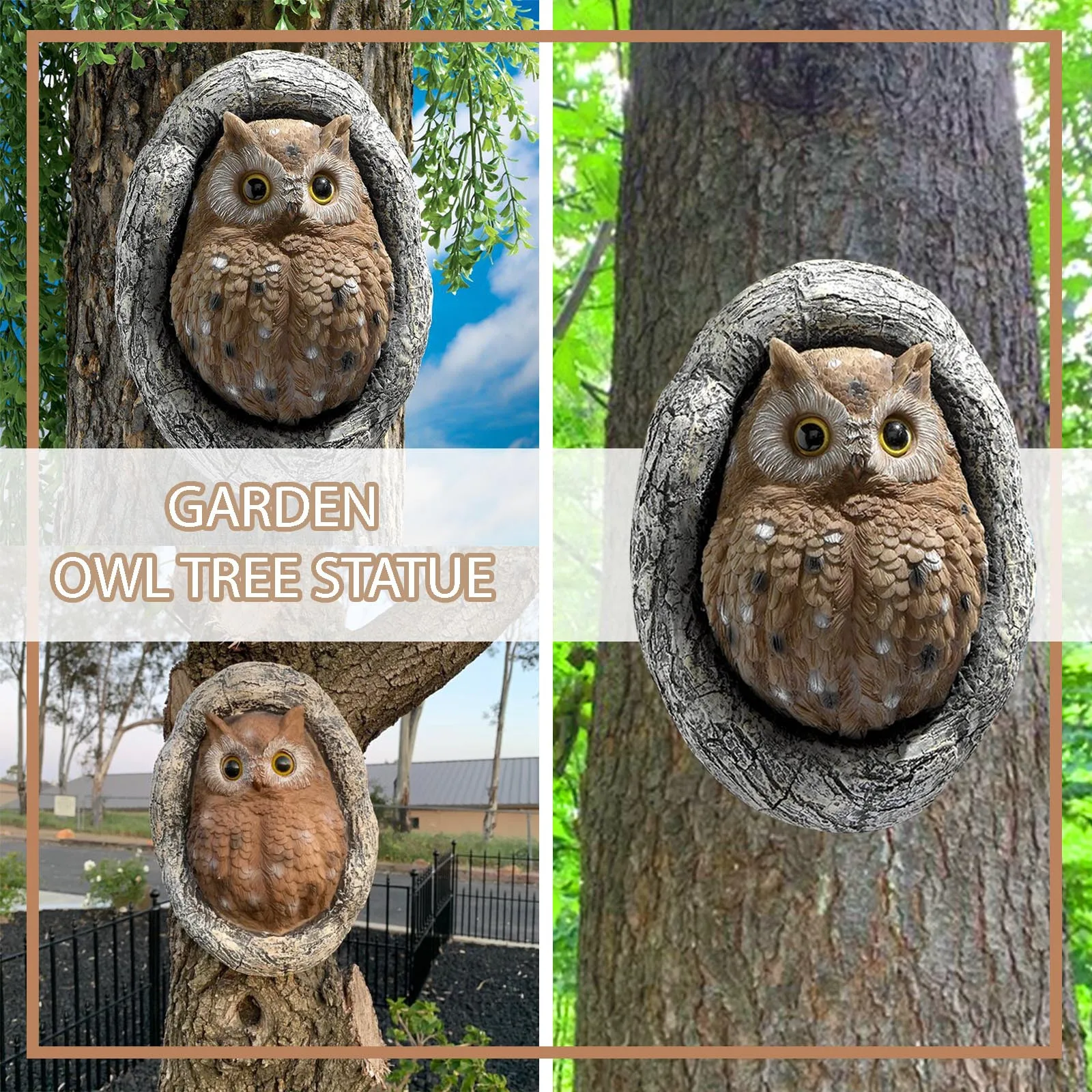 Garden Owl Tree Statuefigurine Poly Resin Office Yard Decoration