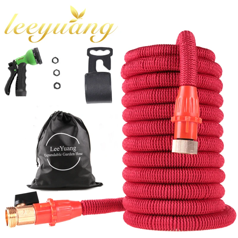 Free shipping 25Ft-200Ft Garden Hose Expandable Magic Flexible Water Hose Eu Hose Plastic Hoses Pipe With Spray Gun To Watering - Цвет: Красный