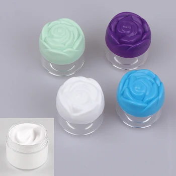 

12 Pieces 20g Plastic Cosmetic Cream Containers with Rose Shaped Screw Caps, Empty Makeup Sample Jars Lip Balm Pot Jar