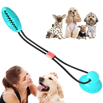 

2020 Bite Dog Pet Toys Multifunction Pet Molar Rubber Chew Ball Cleaning Teeth Safe Elasticity Soft Puppy Suction Cup Dog Toy