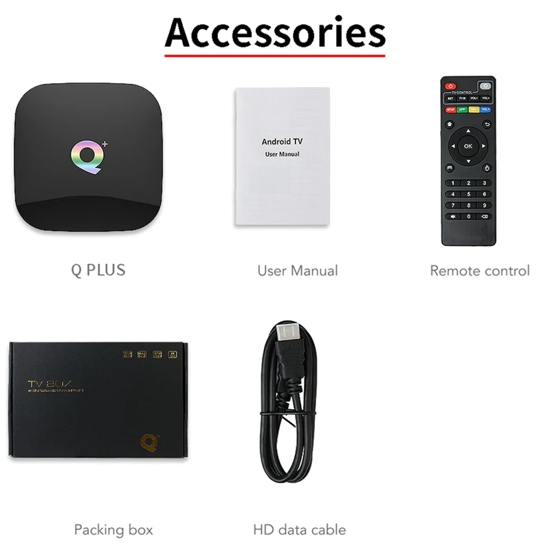 Smart Android 8.1 Tv Box Q Plus 4Gb 64Gb Allwinner H6 1080P H.265 4K Media Player 2.4G Wifi Wireless Set Top Box(Eu Plug)