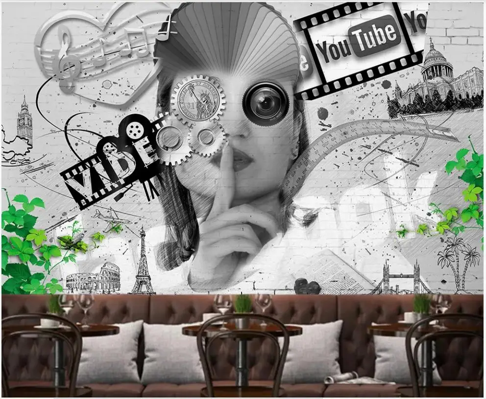 

Custom photo mural 3d wallpaper Retro nostalgic beauty music dining bar home decor living room wallpaper for walls 3 d in rolls