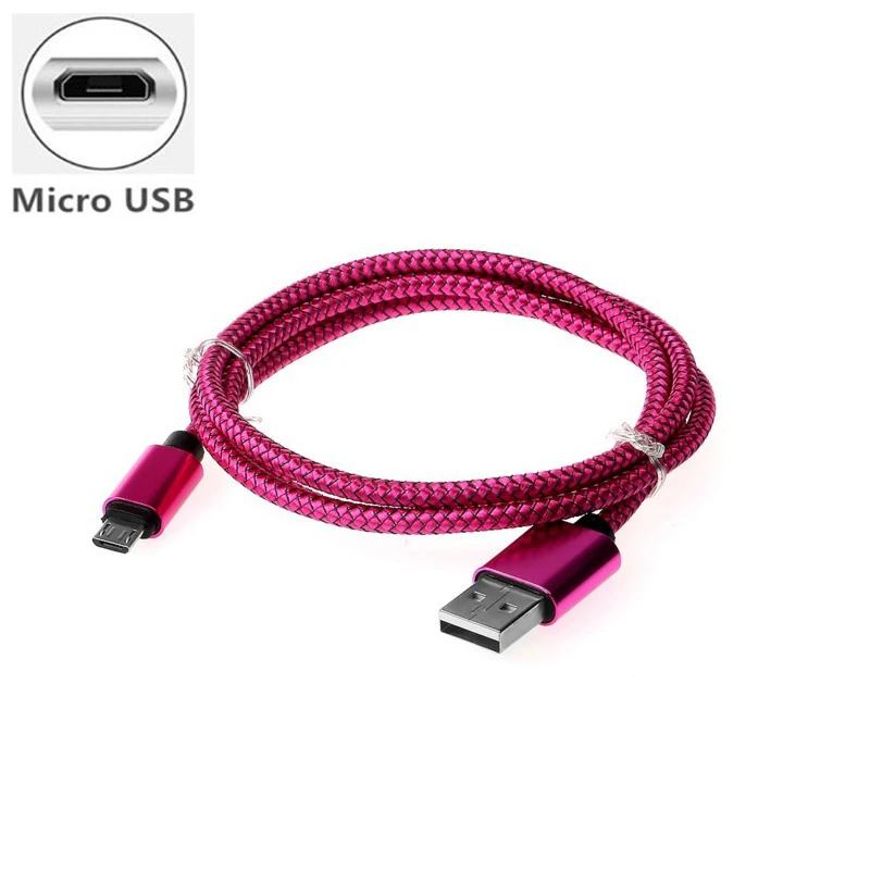 Быстрая зарядка Micro USB кабель для huawei G7 G9 Plus P9 P8 Lite Plus нейлон 1 м 2.4A быстрое зарядное устройство для смартфона кабель для передачи данных - Цвет: Rosepink