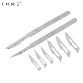 

FIXFANS 20Pcs #11 #23 Knife Blade with Handle Carbon Steel Surgical Scalpel Knife DIY Cutting Tool PCB Circuit Board Repair