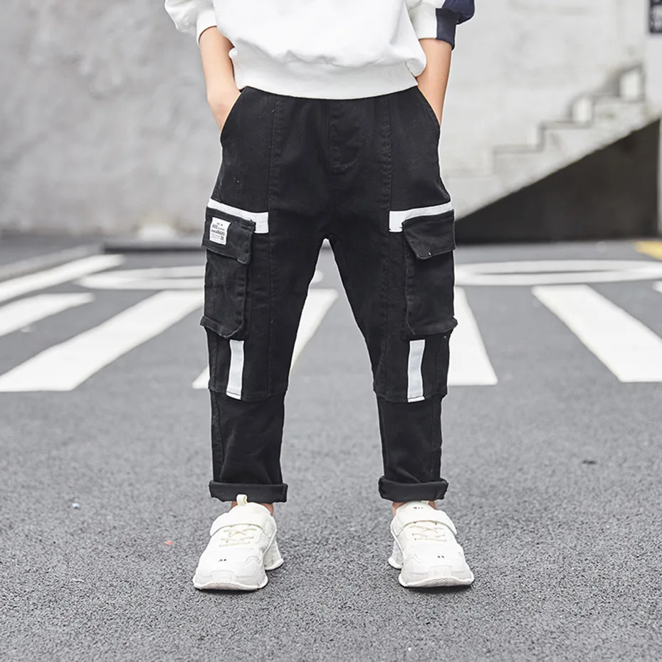 Boys Pants Striped Cargo Pants For Boys Casual Full Length Boy Trousers Kids Spring Autumn Fashion Clothes For Teenagers Boys
