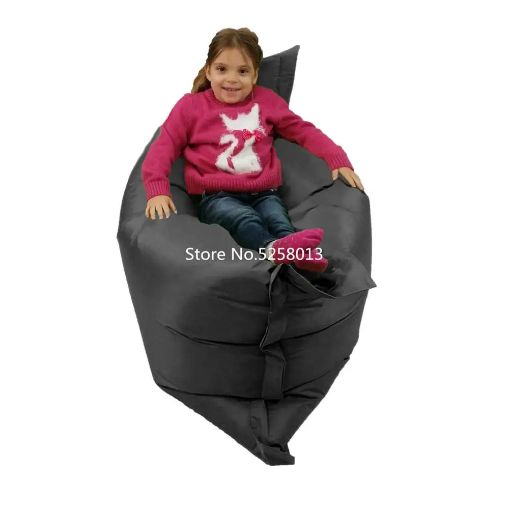 Черный Пол бобовый мешок стул, без ног водонепроницаемый beanbag диванные сиденья