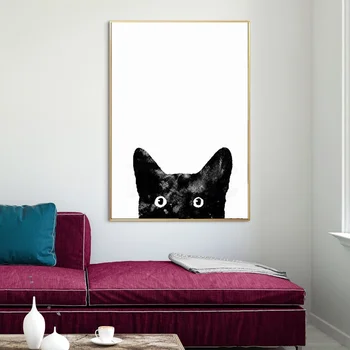 

Nordic Style Morden Abstract Black Cat Poster Art Canvas Poster Living Room Home Wall Decor (No Frame)