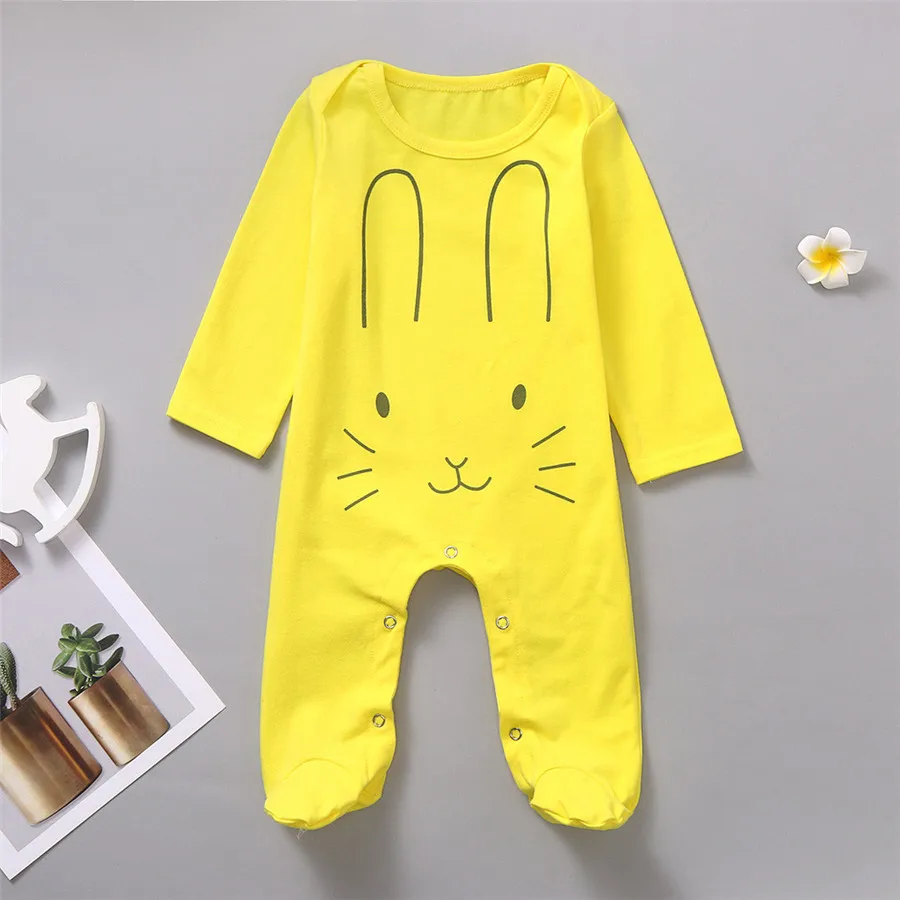 Детская одежда с длинными рукавами; комбинезон с рисунком кролика для новорожденных; комбинезон с рисунком кролика для маленьких девочек и мальчиков; 40A1