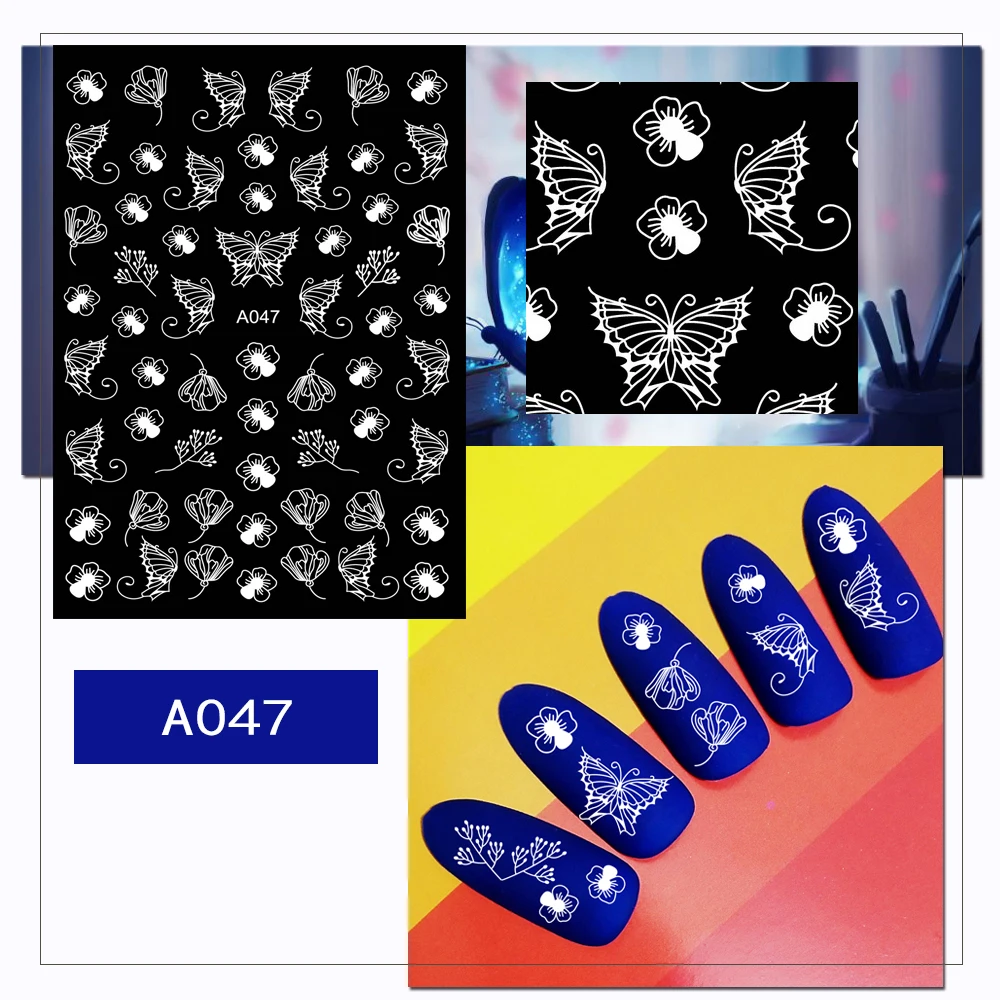 3D White Christmas! Nails Art Manicure Back Glue Decal Decorations Design Nail Sticker For Nails Tips Beauty - Color: BA047white