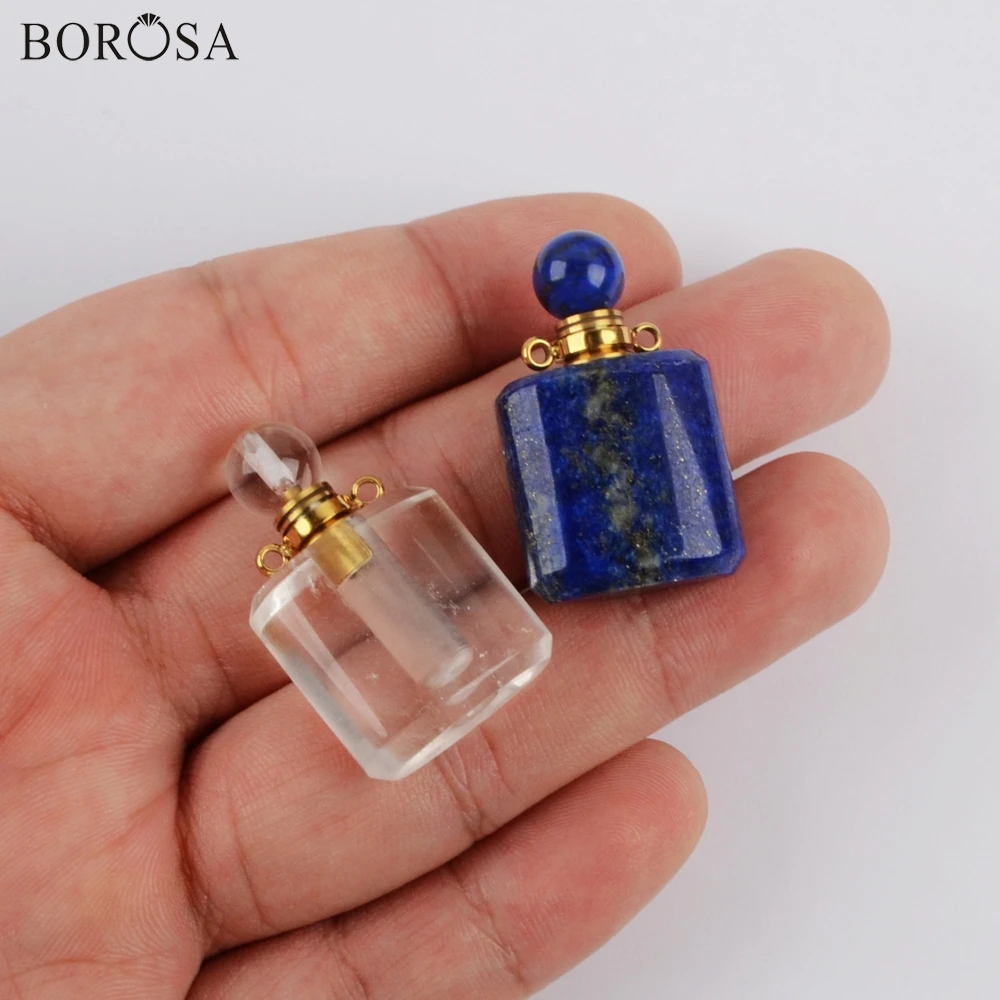 Новое поступление от borosa Gold разнообразные духи из натурального камня Адаптер для установки на бутылку эфирные масла Подвески с флаконами для ожерелья WX1188