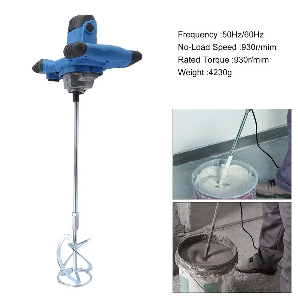

Ergonomic Industrial Electric Hand Mixer Stirrer Agitator 1600W Feed Coating Plaster Paint Cement Mortar EU Plug