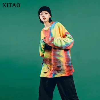 

XITAO Print Pattern Sweatshirt Women Fashion New 2020 Spring Elegant Goddess Fan Pullover Casual Loose Sweatshirt XJ3634