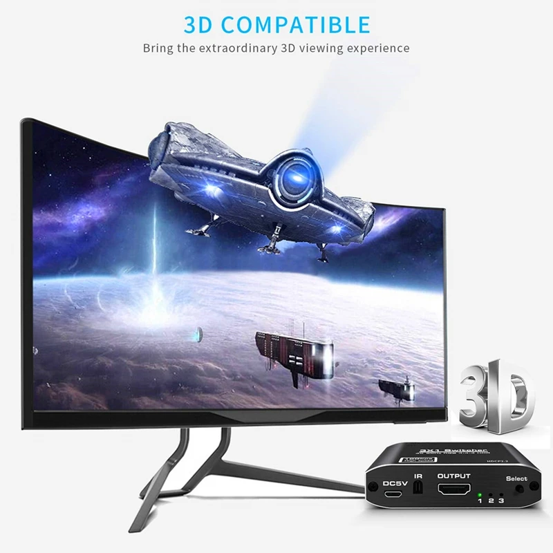 AAAJ-HDMI 2,0 Switcher 4K 60Hz HDR 3 в 1 выход HDMI Switcher сплиттер для Mi Box PS4 nintendo Switch PC(EU Plug