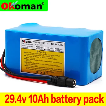 

100% High capacity 24V 10Ah 18650 Battery li-ion battery pack 29.4v 10000mah Electric bicycle moped /Li-ion battery with BMS
