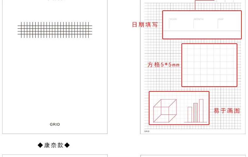 1 шт. креативная Мягкая обложка B5 блокнот, линия, сетка, коннель, ежедневный план внутренние страницы, 32 листа композиция Дневник Книга
