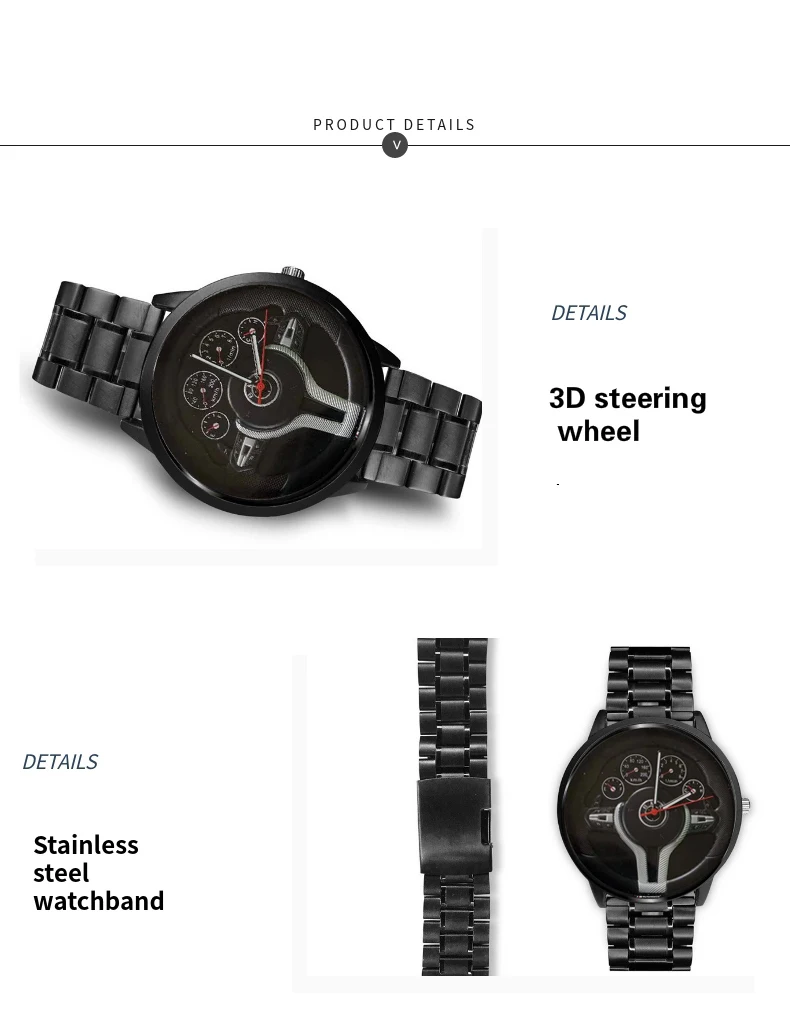 Creative Natrual style Classic precision Fashion Men's Quartz watch 3D Racing tire Free Stainless Strap Clock Casual Sports 2021