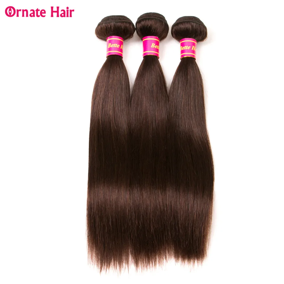 Pre-Colored Straight Hair Bundles Brazilian Hair Weave Bundles 100% Human Hair Bundles Weave Non-Remy Middle Ratio 2#