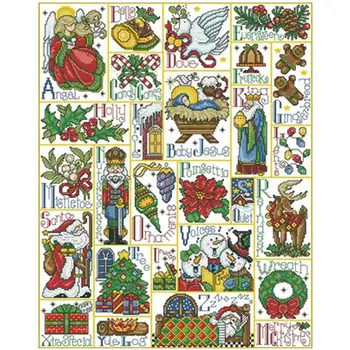 

Christmas 26 letter illustration Counted Cross Stitch 11CT 14CT 18CT DIY Counted Cross Stitch Kits Embroidery Needlework Sets
