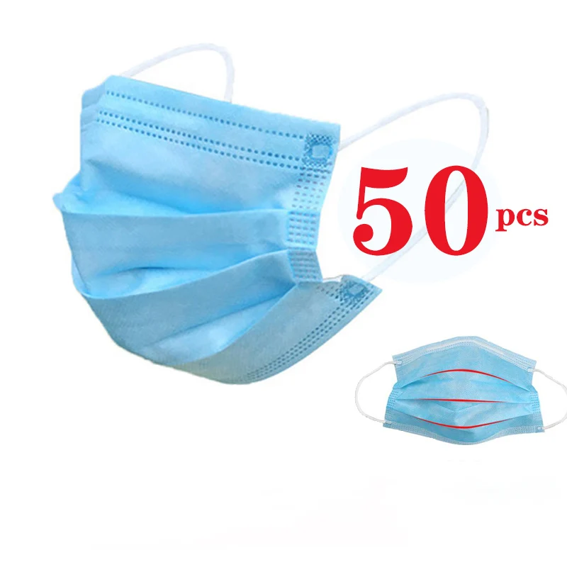 

50Pcs Surgical Mask Cotton Mouth Fashion Face Masks Anti Dust Mask Windproof Three Layers Masks Disposable Independent Packaging