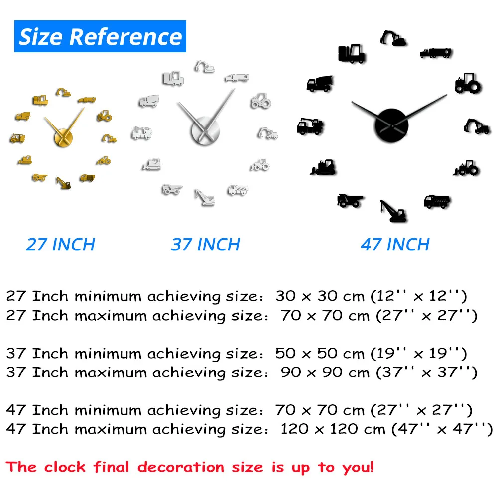 Экскаватор современный DIY гигантские настенные часы тяжелое оборудование архитектура оператора машина строительство офисное искусство работы транспортных средств Часы