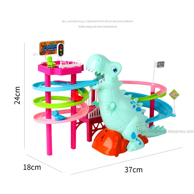 New Climbing Stairs Toys Dinosaur Slide Railcar Track Toys Entertainment Intellectual Development Interesting Gift Funny Music h 2