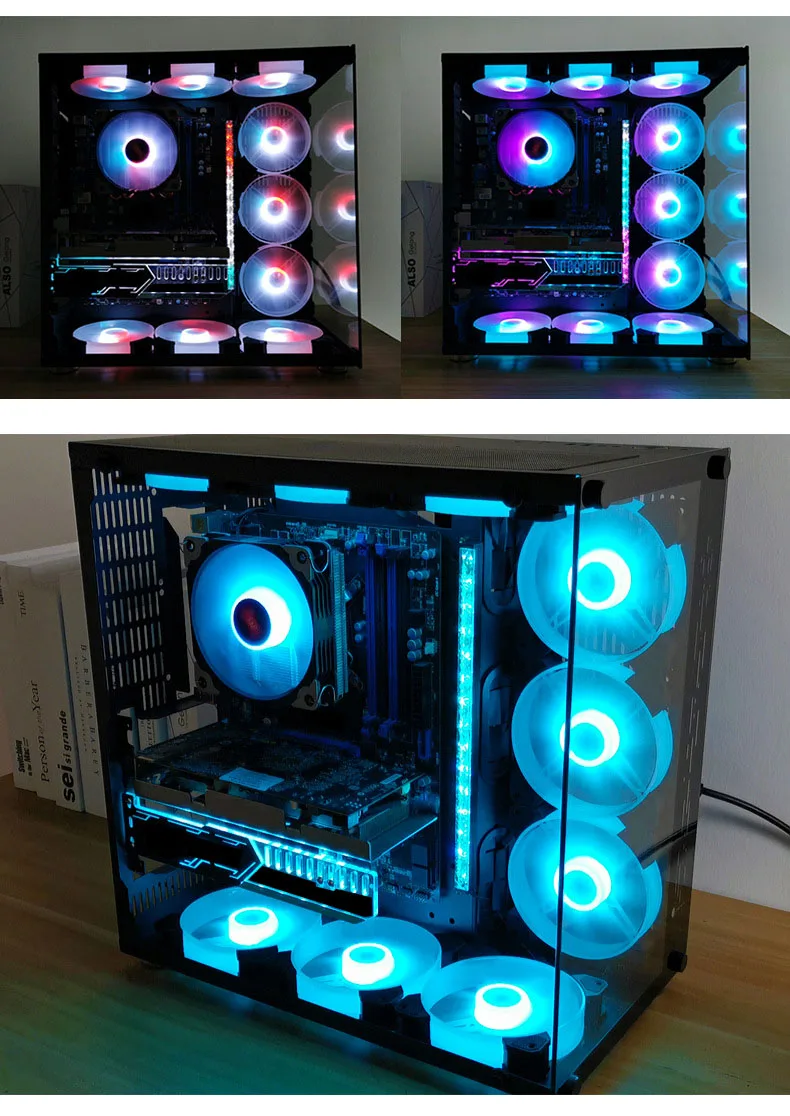 120 мм компьютер чехол вентилятор RGB Регулируемая цветная лампа светильник для