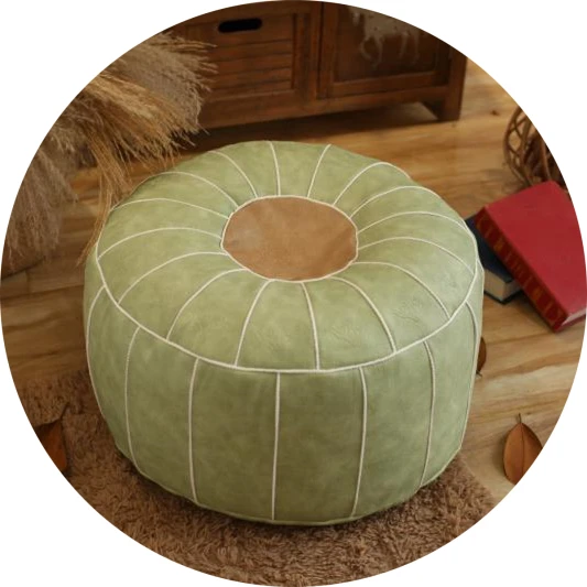 Green Color Ручная работа марокканский пуф декор для гостиной-Hassock& Ottoman табурет для ног-круглый и большой пуфик-оттоманка-мягкие домашние свадебные подарки - Цвет: Green Color