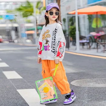 

Fall Big Girls Sweatshirts Cotton Print Kids Loose Tops Tees Teenager Girls Pullover New Fashion Loose Children's Clothing 10 12