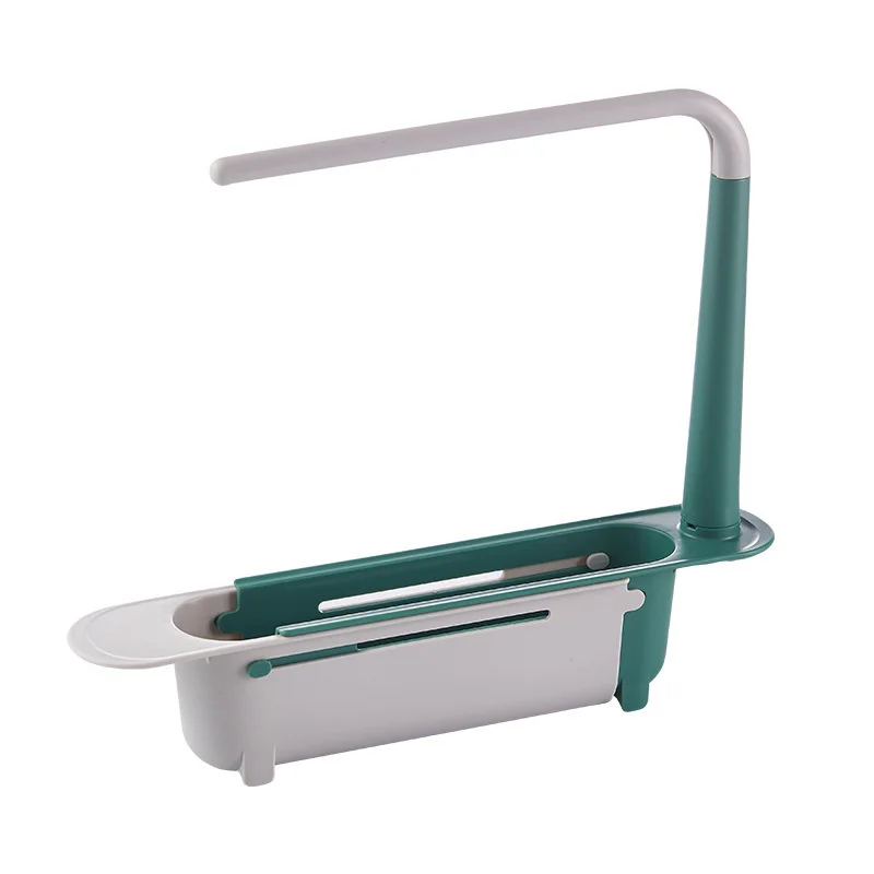 Space-Saving Kitchen Sink Organizer: Telescopic Shelf & Drainer Basket with Towel Hanger
