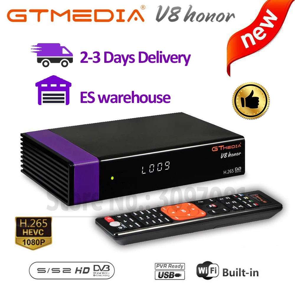 Новый DVB S2 GTmedia V8 Honor встроенный wifi h.265 декодер такой же как Nova freesat V9 супер без