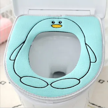 

Fashion Style Soft Handle Cartoon Dolphin Pattern Sticky Toilet Seat Pad Waterproof PU Cushion Cover