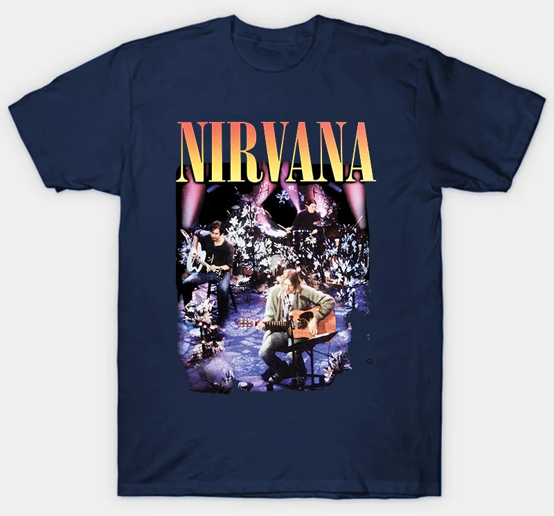 NIRVANA-MTV UNPLUGGED-Официальная футболка-гранж-Новинка S M L XL XXL XXXL - Color: Navy Blue