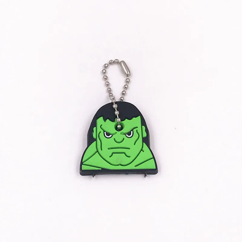 1Pcs Spider Man Hulk The Avengers Keychains Silicone Lovely Key Cover Cap Present For Women Children Key Holder Bags Pendants - Цвет: Красный