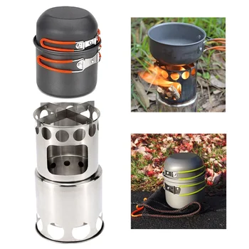 

Outdoor Camping Cookware Set Tableware Cooking Set Travel Cutlery Utensils Hiking Picnic Set Wood Stove Lightweight Hot Arrival