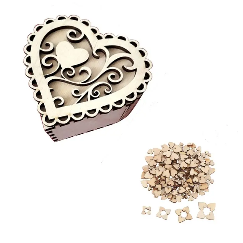 

DIY Wedding Gift Heart-shaped Wooden Candy Box Wooden Shape Craft holder Wedding Party Favors Decoration Supplies