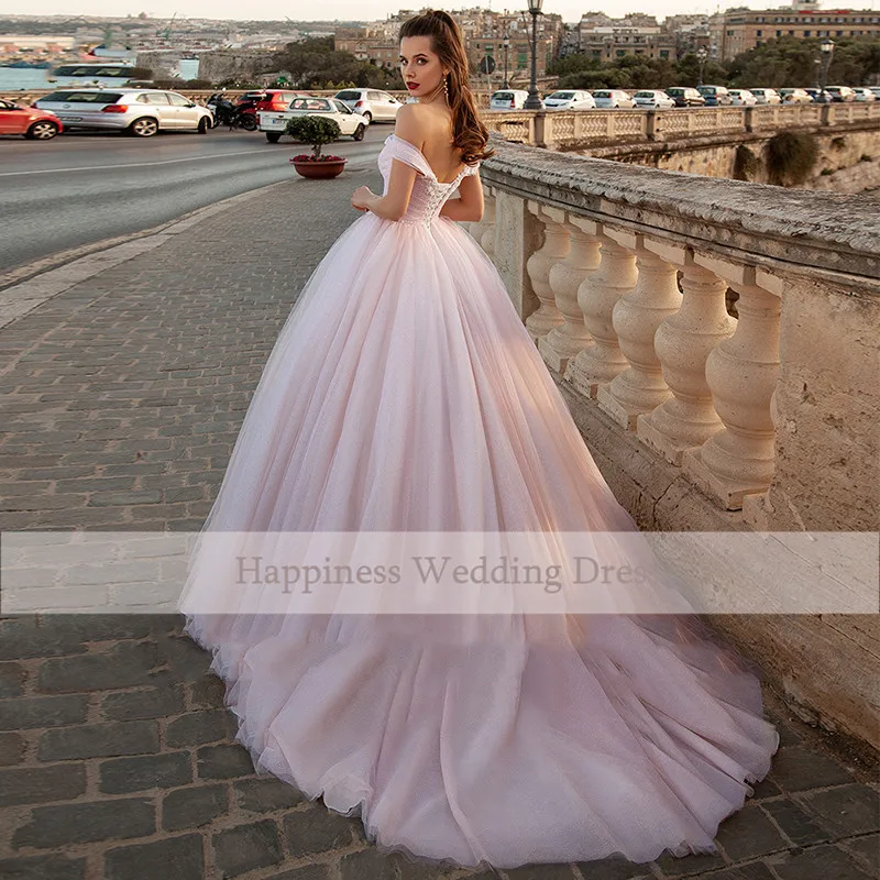 Eightree-Sweetheart-Pink-Ball-Gown-Glitter-Wedding-Dress-vestido-de-novia-Appliques-Lace-Up-Off-the (2)