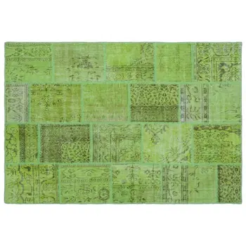 

Handmade Green Vintage Overdyed Patchwork Area Rug 160x230 Cm-5'3''X7'7''