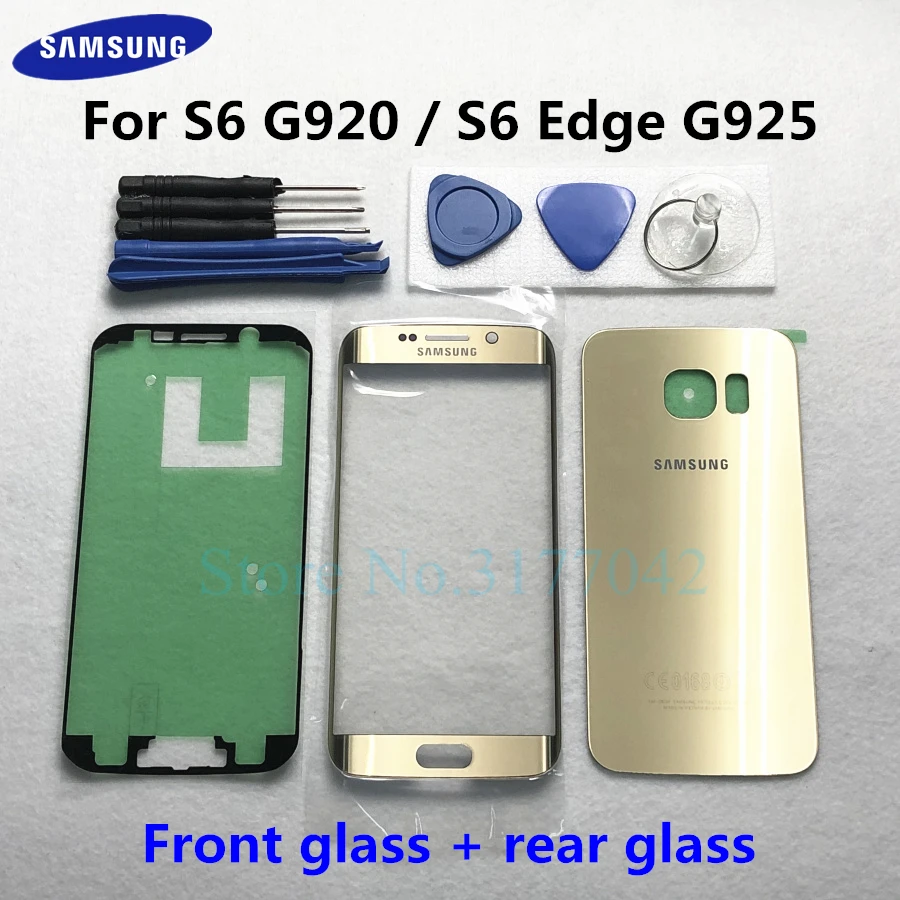 Для Samsung Galaxy S6 Edge G925 G925F G920 G920F Передняя Сенсорная панель Внешний объектив + задняя