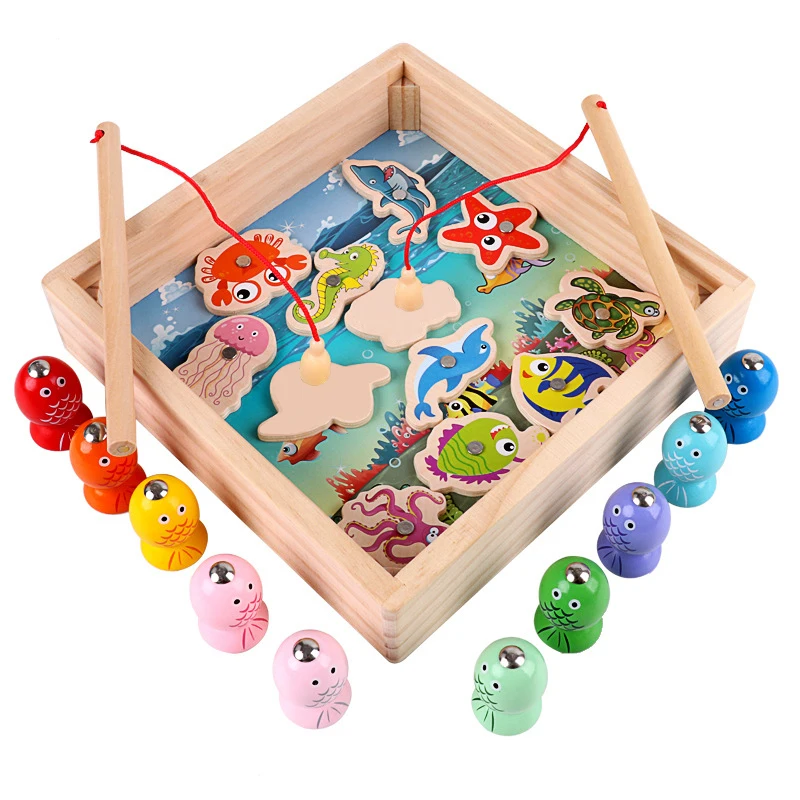 Деревянные игрушки Магнитные игры рыболовная игрушка игра для детей 3D Рыба Детские развивающие игрушки забавные подарки для мальчиков и девочек