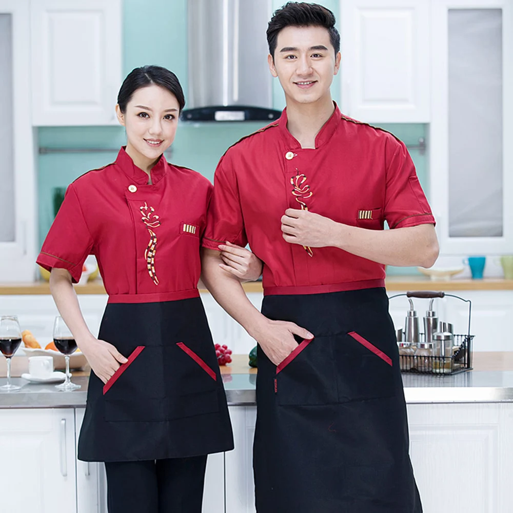 Restaurant Kitchen Chef Uniform Breathable Double Breasted Shirt Chef Jacket+cap+apron works clothes for men Wholesale Unisex