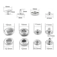 50 Sets Buttons 12.5/15 MM Rivets Buckle Combination Sewing Repair Metal Snap-Fastener Bronze Silver Gold Black 2