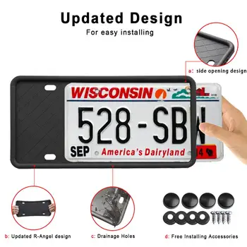 

2Pack Silicone License Plate Frame Holder Rust Rattle Weather Proof Rubber Screw