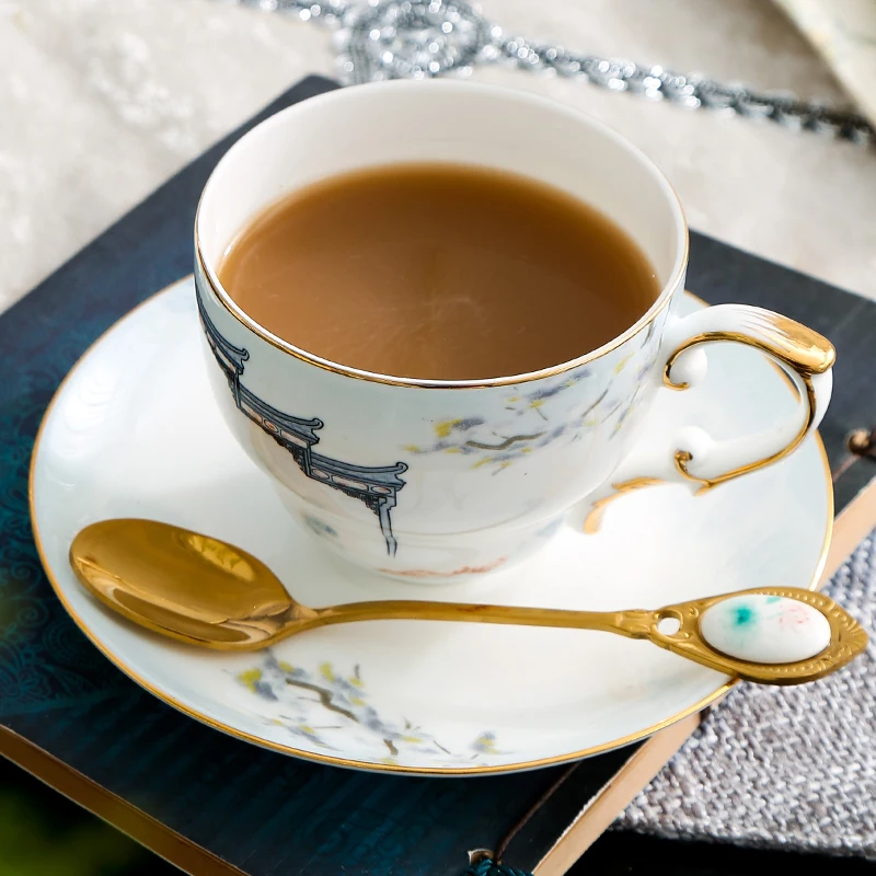 Bone China Porcelain Coffee Cup Nordic Luxury European Royal Classic Vintage Cups Afternoon Set Taza Cafe Pottery EE50BD | Дом и сад
