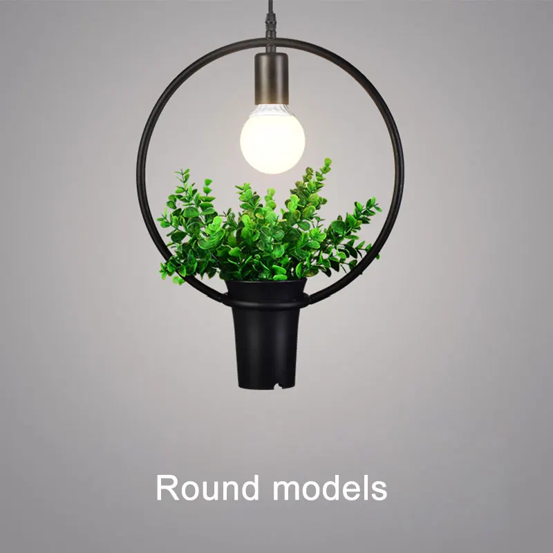 Подвесной светильник в деревенском стиле для растений, промышленный античный кованый светильник, декоративный металлический светильник для ресторана, кухни, отеля - Цвет корпуса: Round