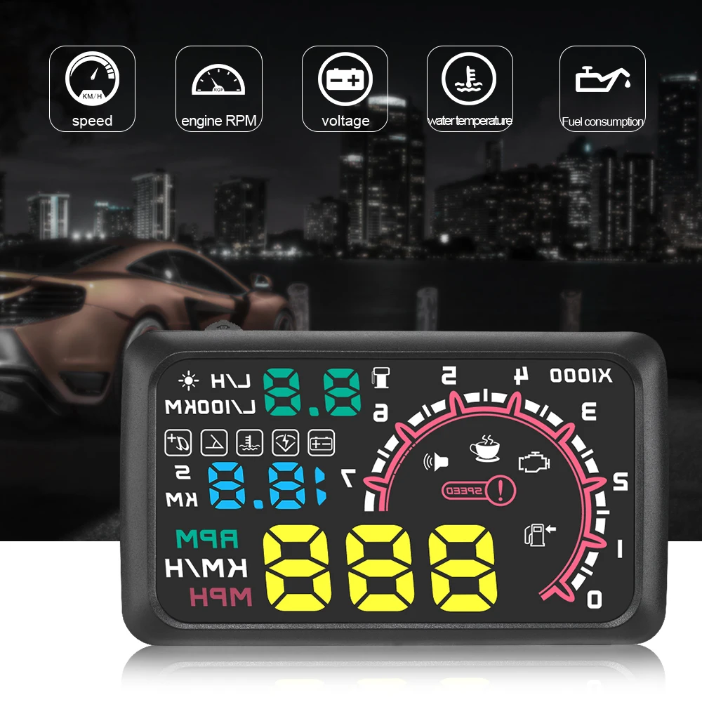 5 &quotАвтомобиль HUD Дисплей проектор 4 х ступенчатый миль в час) или Скорость