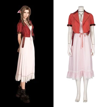 

FF7 Final Fantasy Alice Shiny Cosplay Costume Red Party Dress Adult Anime Clothes Full set