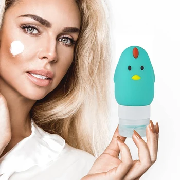 

1pc Silicone Refillable Bottle Squeeze Cartoon Animal Shape Empty Containers Portable Chicken Shampoo Cosmetic Storage