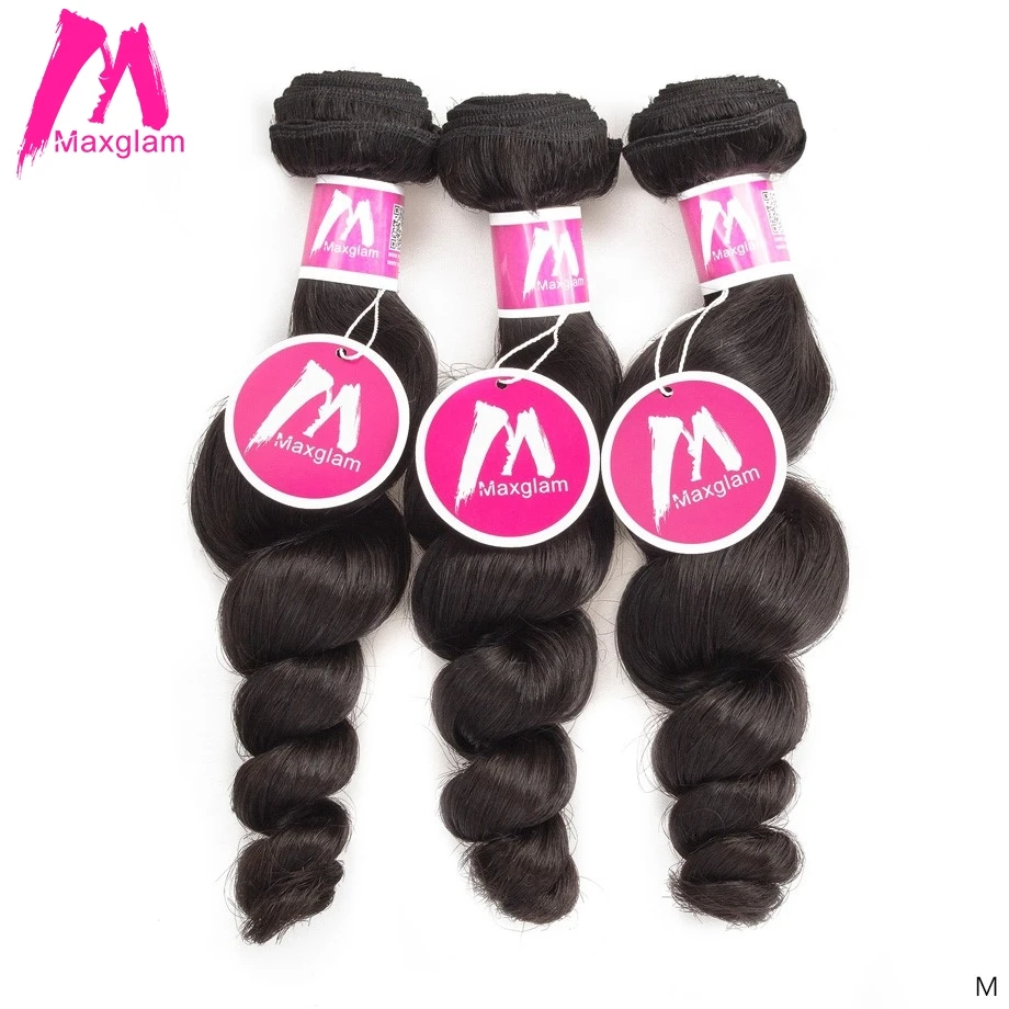 Накладные волосы Maxglam перуанские натуральные кудрявые пучки волос свободная