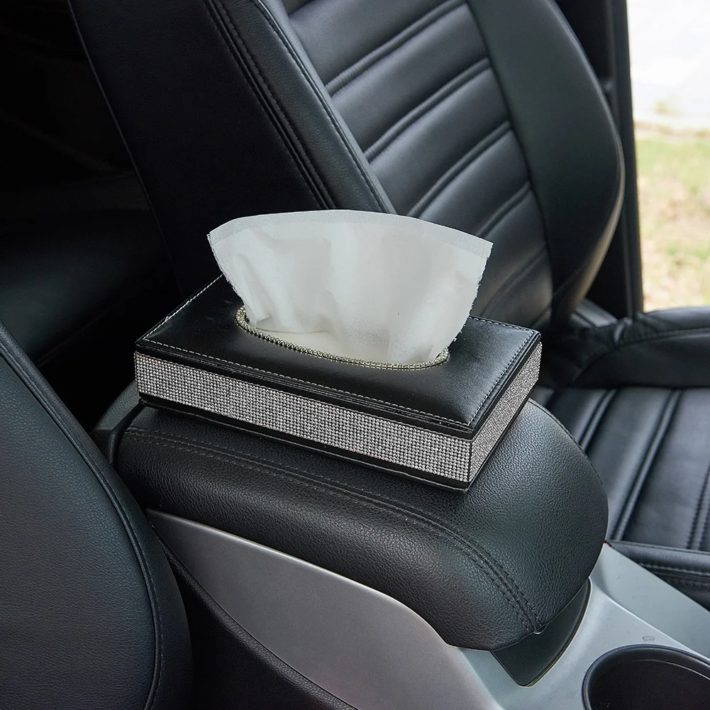 Car Tissue Boxes Styling Rectangular Tissue Case Auto Interior Accessories Napkin Holder 1 Pcs