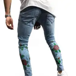 2019 модные обтягивающие рваные джинсы для мужчин мужские джинсы для езды на мотоцикле джинсовые штаны модные повседневные брендовые рваные
